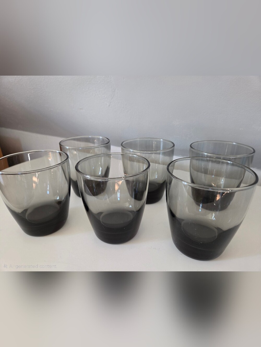 Set of 6 Vintage Libbey Smokey Gray Lowball Whiskey Glasses | 1970s MCM